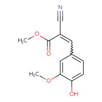 Chemical structure of methyl 2-cyano-3-(4-hydroxy-3-methoxyphenyl)prop-2-enoate - CSSB00000253611