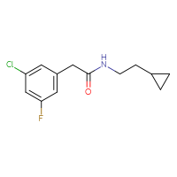 Chemical structure of 2-(3-chloro-5-fluorophenyl)-N-(2-cyclopropylethyl)acetamide - CSSB02729893240