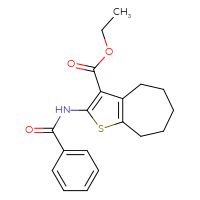 Chemical structure of ethyl 2-benzamido-4H,5H,6H,7H,8H-cyclohepta[b]thiophene-3-carboxylate - CSSB00105402385