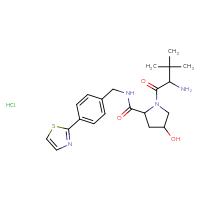 Chemical structure of 1-(2-amino-3,3-dimethylbutanoyl)-4-hydroxy-N-{[4-(1,3-thiazol-2-yl)phenyl]methyl}pyrrolidine-2-carboxamide hydrochloride - CSSB20620693174