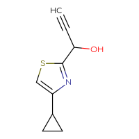 Chemical structure of 1-(4-cyclopropyl-1,3-thiazol-2-yl)prop-2-yn-1-ol - CSSB00118575856