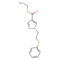 Chemical structure of ethyl 1-[2-(phenylsulfanyl)ethyl]-1H-pyrazole-4-carboxylate - CSSB00001668953
