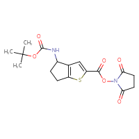 Chemical structure of 2,5-dioxopyrrolidin-1-yl 4-{[(tert-butoxy)carbonyl]amino}-4H,5H,6H-cyclopenta[b]thiophene-2-carboxylate - CSSB20270601815