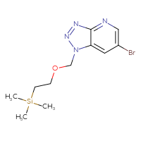 Chemical structure of 6-bromo-1-{[2-(trimethylsilyl)ethoxy]methyl}-1H-[1,2,3]triazolo[4,5-b]pyridine - CSSB00020634080
