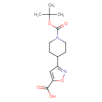 Chemical structure of 3-{1-[(tert-butoxy)carbonyl]piperidin-4-yl}-1,2-oxazole-5-carboxylic acid - CSSB00010292439