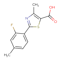 Chemical structure of 2-(2-fluoro-4-methylphenyl)-4-methyl-1,3-thiazole-5-carboxylic acid - CSSB00005623932