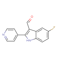 Chemical structure of 5-fluoro-2-(pyridin-4-yl)-1H-indole-3-carbaldehyde - CSSB03220826487