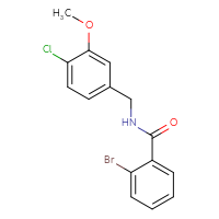 Chemical structure of 2-bromo-N-[(4-chloro-3-methoxyphenyl)methyl]benzamide - CSSB00956257240