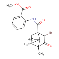 Chemical structure of methyl 2-{2-bromo-4,7,7-trimethyl-3-oxobicyclo[2.2.1]heptane-1-amido}benzoate - CSSB00121726805