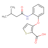 Chemical structure of 3-[2-(3-methylbutanamido)phenoxy]thiophene-2-carboxylic acid - CSSB00025730832