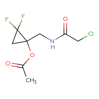 Chemical structure of 1-[(2-chloroacetamido)methyl]-2,2-difluorocyclopropyl acetate - CSSB21332093248