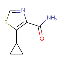 Chemical structure of 5-cyclopropyl-1,3-thiazole-4-carboxamide - CSSB00114070376