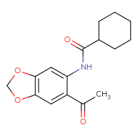 Chemical structure of N-(6-acetyl-2H-1,3-benzodioxol-5-yl)cyclohexanecarboxamide - CSSB00046118963