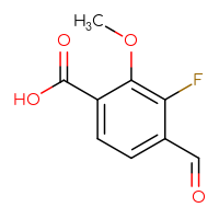 Chemical structure of 3-fluoro-4-formyl-2-methoxybenzoic acid - CSSB00135235175