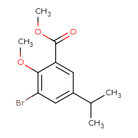 Chemical structure of methyl 3-bromo-2-methoxy-5-(propan-2-yl)benzoate - CSSB00010109266