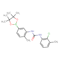 Chemical structure of 3-(2-chloro-3-methylphenyl)-1-[2-methyl-5-(4,4,5,5-tetramethyl-1,3,2-dioxaborolan-2-yl)phenyl]urea - CSSB21332139179
