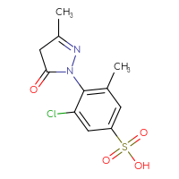 Chemical structure of 3-chloro-5-methyl-4-(3-methyl-5-oxo-4,5-dihydro-1H-pyrazol-1-yl)benzene-1-sulfonic acid - CSSB00020599442