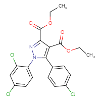 Chemical structure of 3,4-diethyl 5-(4-chlorophenyl)-1-(2,4-dichlorophenyl)-1H-pyrazole-3,4-dicarboxylate - CSSB00020624099