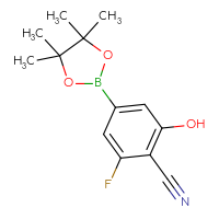 Chemical structure of 2-fluoro-6-hydroxy-4-(4,4,5,5-tetramethyl-1,3,2-dioxaborolan-2-yl)benzonitrile - CSSB20785367521