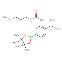 Chemical structure of 3-[3-(methylsulfanyl)propyl]-1-[2-(propan-2-yl)-5-(4,4,5,5-tetramethyl-1,3,2-dioxaborolan-2-yl)phenyl]urea - CSSB21332091432
