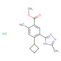 Chemical structure of methyl 4-cyclobutyl-2-methyl-5-(5-methyl-4H-1,2,4-triazol-3-yl)benzoate hydrochloride - CSSB21176551922