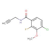 Chemical structure of 4-chloro-2-fluoro-3-methoxy-N-(prop-2-yn-1-yl)benzamide - CSSB06471706437