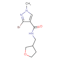 Chemical structure of 3-bromo-1-methyl-N-[(oxolan-3-yl)methyl]-1H-pyrazole-4-carboxamide - CSSB01213537086
