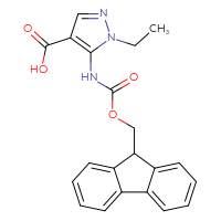 Chemical structure of 1-ethyl-5-({[(9H-fluoren-9-yl)methoxy]carbonyl}amino)-1H-pyrazole-4-carboxylic acid - CSSB02125875110