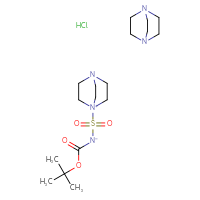 Chemical structure of 1,4-diazabicyclo[2.2.2]octane 1-({[(tert-butoxy)carbonyl]azanidyl}sulfonyl)-1,4-diazabicyclo[2.2.2]octan-1-ium hydrochloride - CSSB00159325648
