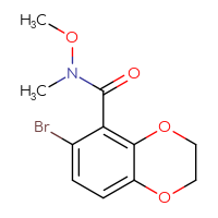 Chemical structure of 6-bromo-N-methoxy-N-methyl-2,3-dihydro-1,4-benzodioxine-5-carboxamide - CSSB15033579537