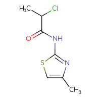 Chemical structure of 2-chloro-N-(4-methyl-1,3-thiazol-2-yl)propanamide - CSSB00011206413