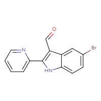 Chemical structure of 5-bromo-2-(pyridin-2-yl)-1H-indole-3-carbaldehyde - CSSB06446555616