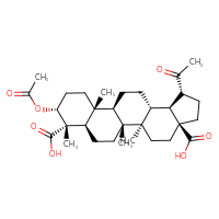 Chemical structure of (1R,3aS,5aR,5bR,7aR,8S,9R,11aR,11bR,13aR,13bS)-1-acetyl-9-(acetyloxy)-5a,5b,8,11a-tetramethyl-icosahydro-1H-cyclopenta[a]chrysene-3a,8-dicarboxylic acid - CSSB00016993887