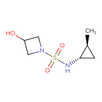 Chemical structure of 3-hydroxy-N-[(1S,2S)-2-methylcyclopropyl]azetidine-1-sulfonamide - CSMB02126895640