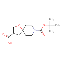 Chemical structure of 8-[(tert-butoxy)carbonyl]-1-oxa-8-azaspiro[4.5]decane-3-carboxylic acid - CSSB00010062860