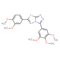 Chemical structure of 6-(3,4-dimethoxyphenyl)-3-(3,4,5-trimethoxyphenyl)-[1,2,4]triazolo[3,4-b][1,3,4]thiadiazole - CSSB00121637954