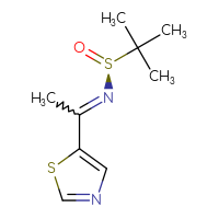 Chemical structure of (S)-2-methyl-N-[1-(1,3-thiazol-5-yl)ethylidene]propane-2-sulfinamide - CSSB00121105194