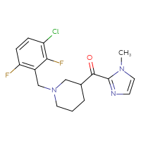 Chemical structure of 1-[(3-chloro-2,6-difluorophenyl)methyl]-3-(1-methyl-1H-imidazole-2-carbonyl)piperidine - CSSS00160050238