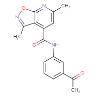 Chemical structure of N-(3-acetylphenyl)-3,6-dimethyl-[1,2]oxazolo[5,4-b]pyridine-4-carboxamide - CSSB00046137407