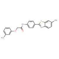 Chemical structure of N-[4-(6-methyl-1,3-benzothiazol-2-yl)phenyl]-2-(3-methylphenoxy)acetamide - CSSB00027937643