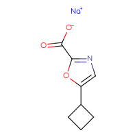 Chemical structure of sodium 5-cyclobutyl-1,3-oxazole-2-carboxylate - CSSB20465145660