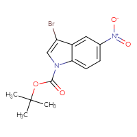 Chemical structure of tert-butyl 3-bromo-5-nitro-1H-indole-1-carboxylate - CSSB00010163216