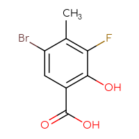 Chemical structure of 5-bromo-3-fluoro-2-hydroxy-4-methylbenzoic acid - CSSB15012918880