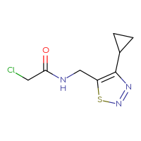 Chemical structure of 2-chloro-N-[(4-cyclopropyl-1,2,3-thiadiazol-5-yl)methyl]acetamide - CSSB03439463750