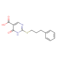 Chemical structure of 6-oxo-2-[(3-phenylpropyl)sulfanyl]-1,6-dihydropyrimidine-5-carboxylic acid - CSSB06633787416