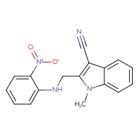 Chemical structure of 1-methyl-2-{[(2-nitrophenyl)amino]methyl}-1H-indole-3-carbonitrile - CSSB00121705941