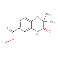 Chemical structure of methyl 2,2-dimethyl-3-oxo-3,4-dihydro-2H-1,4-benzoxazine-6-carboxylate - CSSB00132307195