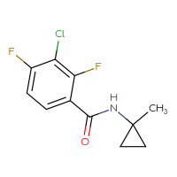 Chemical structure of 3-chloro-2,4-difluoro-N-(1-methylcyclopropyl)benzamide - CSSB01994502015