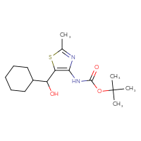 Chemical structure of tert-butyl N-{5-[cyclohexyl(hydroxy)methyl]-2-methyl-1,3-thiazol-4-yl}carbamate - CSSB20710359861