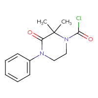 Chemical structure of 2,2-dimethyl-3-oxo-4-phenylpiperazine-1-carbonyl chloride - CSSB21224770971